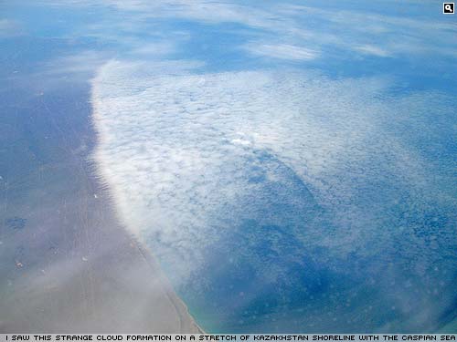 Strange clouds roll up to the shores of Kazakhstan on The Caspian Sea