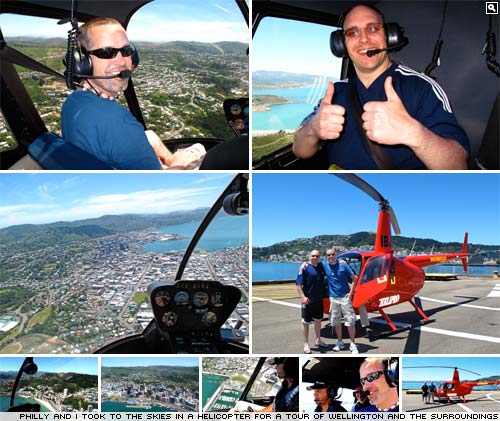 Flying over Wellington in a helicopter