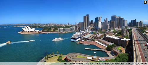 The view from the Sydney Harbour Bridge pylon lookout